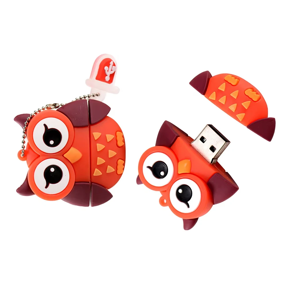 Фото Мультяшное животное, пингвин, лиса, сова, ручка, милый флэш-накопитель USB 2,0, брелок для ключей, подарки для детей, 64 ГБ, 32 ГБ №2