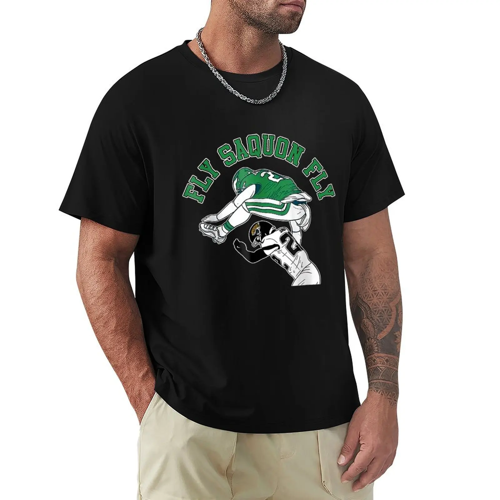 Футболка Fly Saquon Fly Eagles Barkley The Reverse Hurdle, забавные футболки, мешковатые рубашки, одежда для мужчин