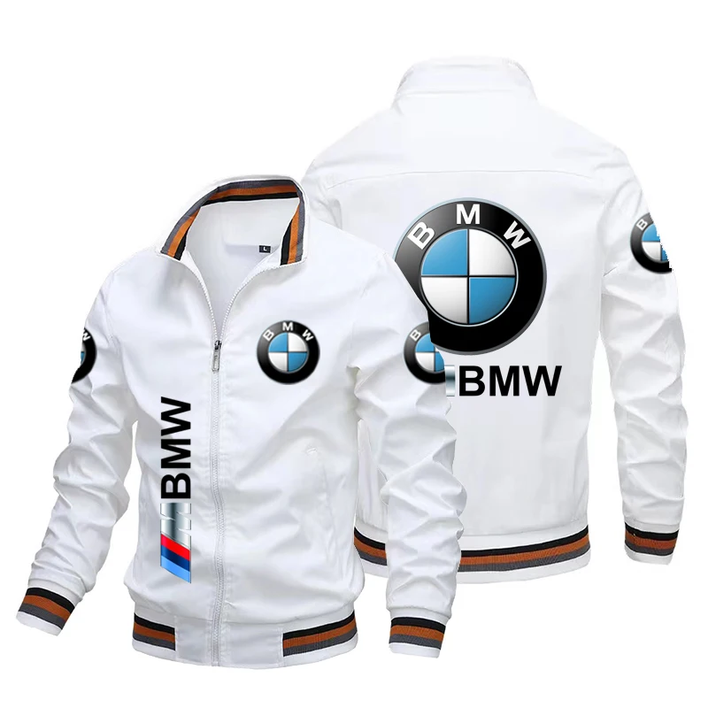 Фото Мужская мотоциклетная куртка BMW 2024, новая модная повседневная куртка большого размера на молнии, уличная спортивная байкерская куртка для мужчин, одежда BMW, пальто №5