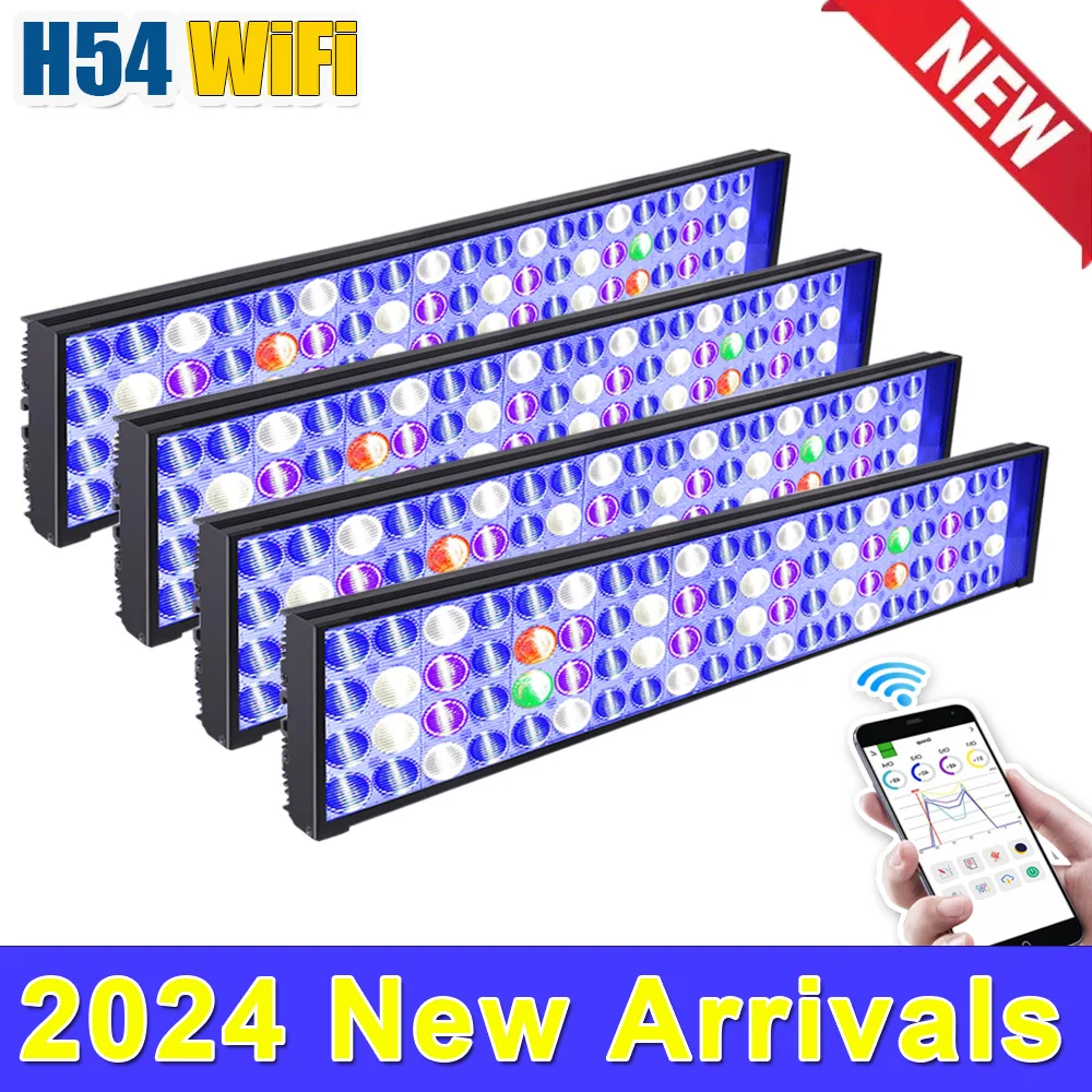 PopBloom H54 WiFi управление через приложение, морская лампа для аквариума, полный спектр, лампа для аквариума, LPS,SPS, риф, коралл, морские аквариумные огни