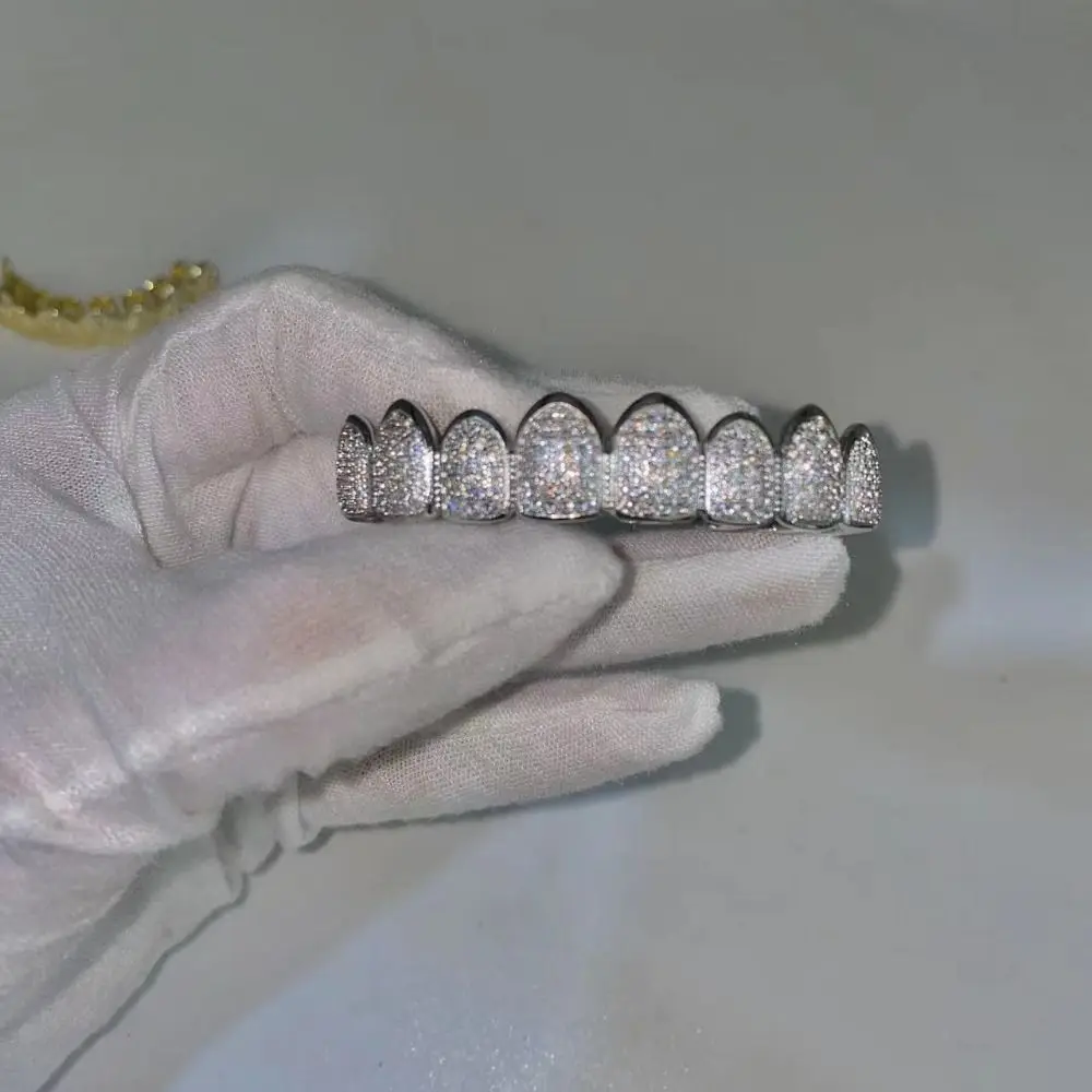 Фото Хип-хоп Зубы Grillz Набор Верх и Нижний Набор Съемный Дизайн Зубные Грили Зубные Колпачки Циркон Горный Хрусталь Очарование Зубов Grillz №5