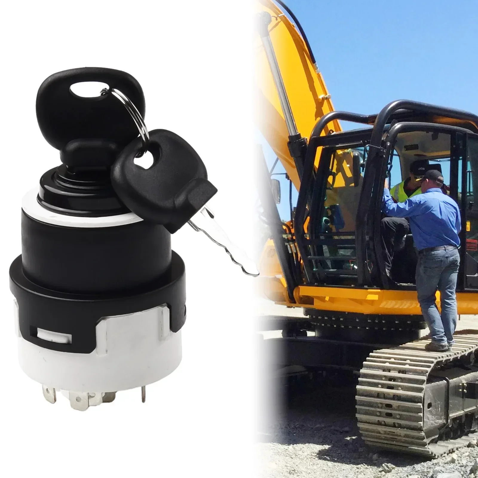 Для переключателя зажигания JCB с двумя ключами 701/80184 85804674   10-контактная часть экскаватора, пластиковый белый + черный, аксессуары для транспортных средств