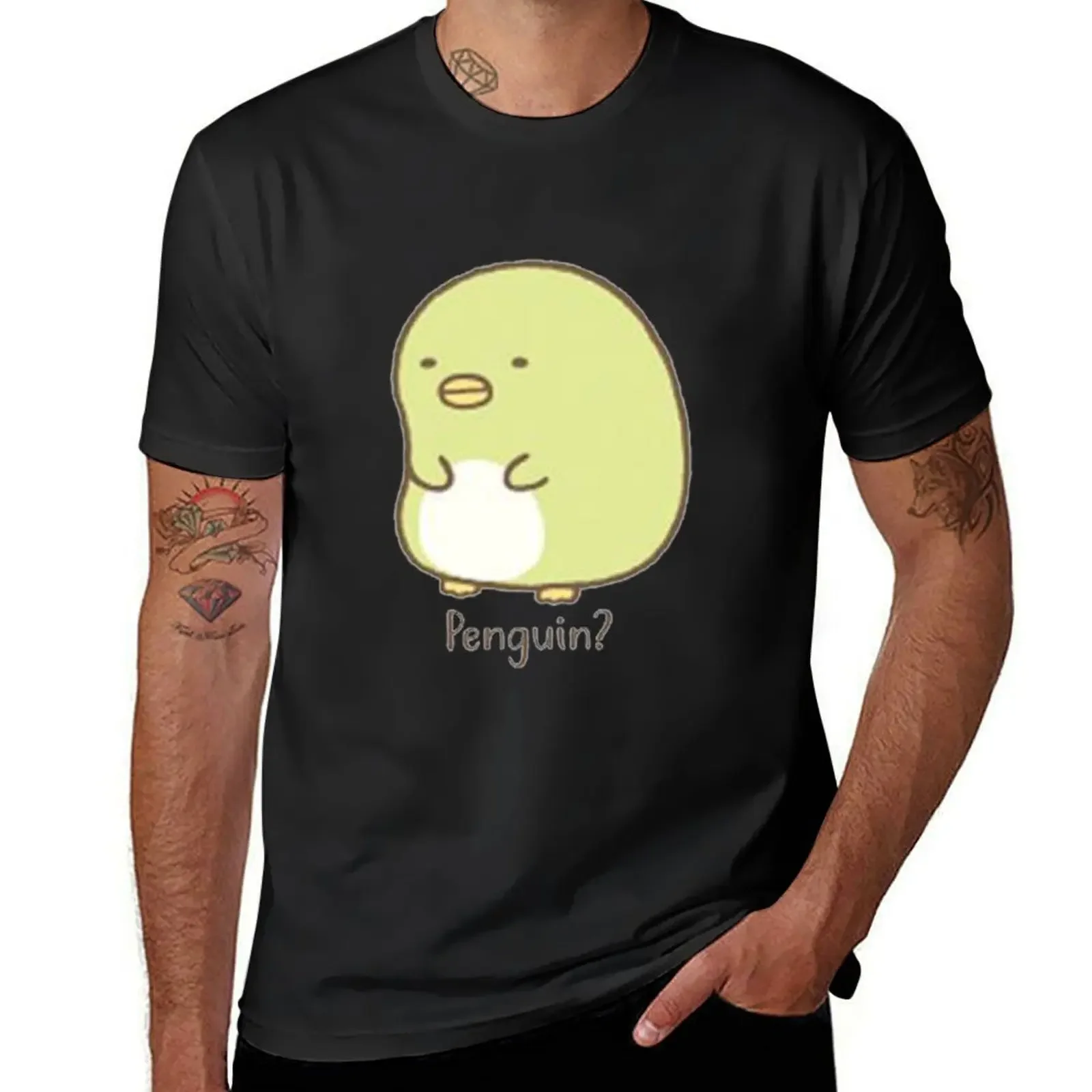 Sumikko Gurashi Penguin, милая футболка с наклейками в виде пингвина, модные рубашки, забавная рубашка, хлопковая мужская одежда, футболка для мужчин 100, ℅   хлопок