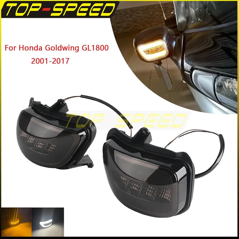 Передняя светодиодная сигнальная лампа мотоцикла для Honda Gold Wing GL1800 Goldwing GL 1800 01-17, зеркало заднего вида, указатели поворота