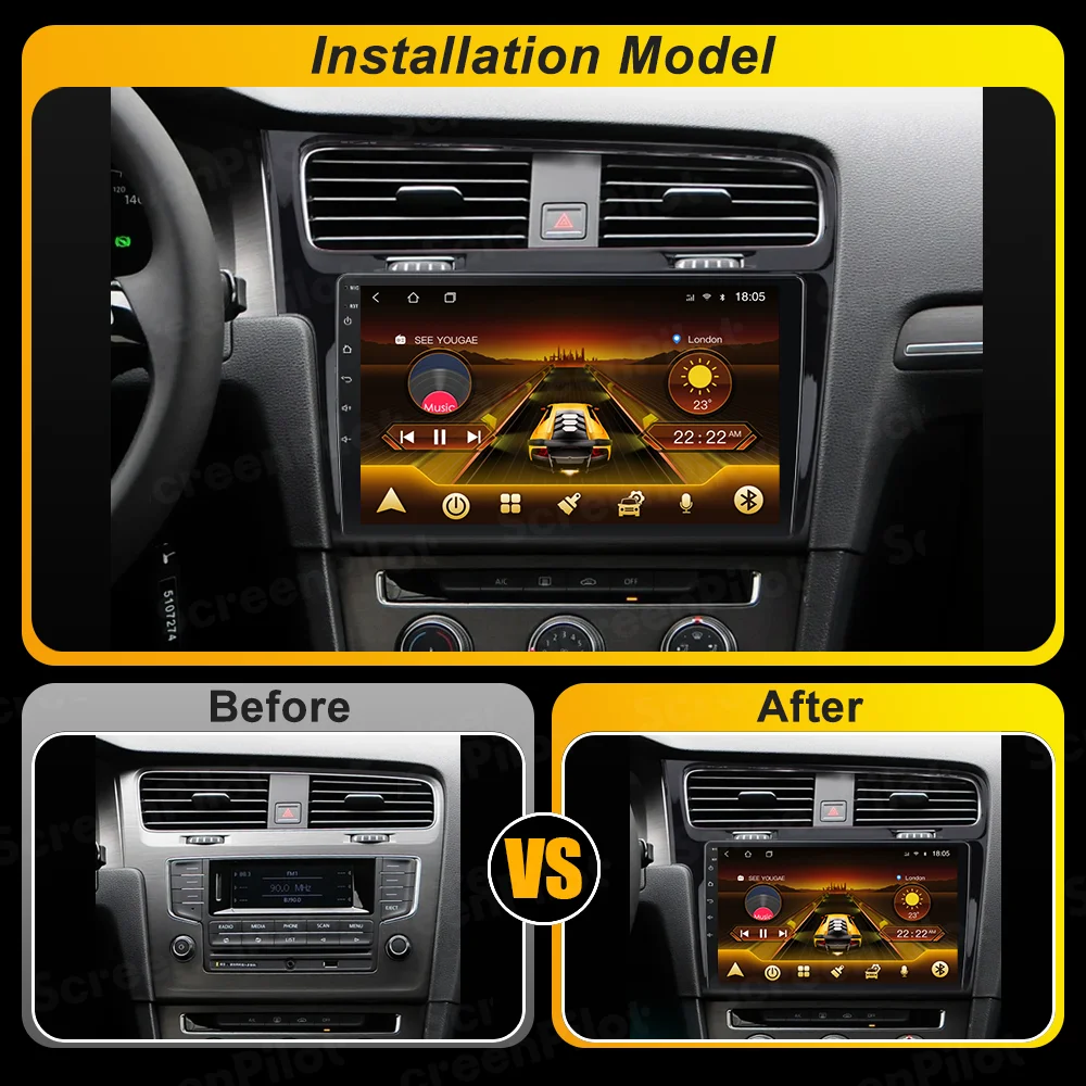 Фото Для Volkswagen VW Golf 7 MK7 GTI 2011-2021 Android 15 Автомобильный радиоприемник Стерео головное устройство Мультимедийный видеоплеер Carplay 8-ядерный Wi-Fi 5G №5