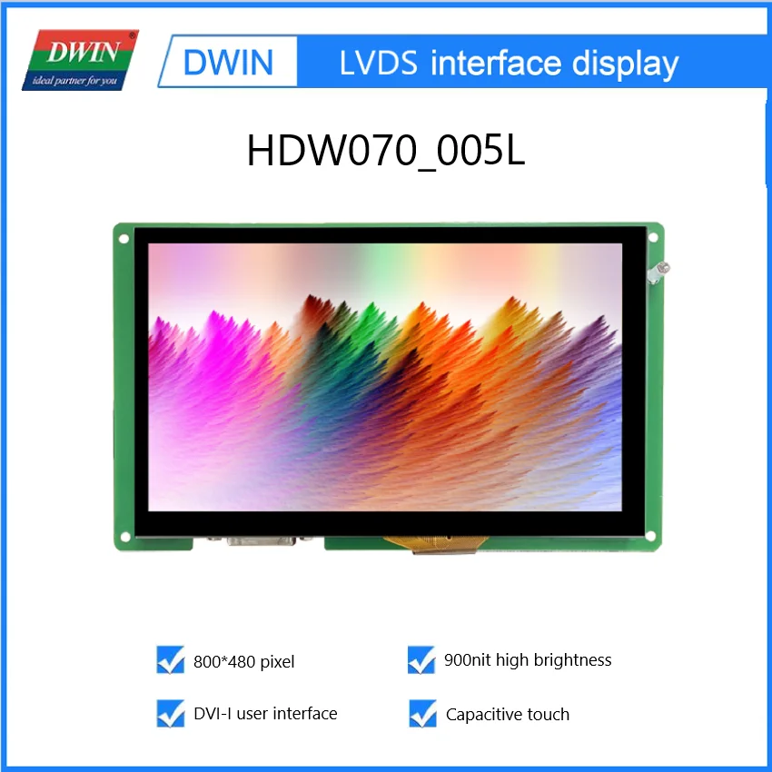Мультисенсорный емкостный дифференциальный дисплей LVDS DWIN 7,0 дюйма 800*480 900nit высокой яркости LCM дисплей с интерфейсом DVI-I