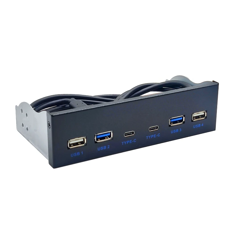 Фото Передняя панель USB 3,0 для настольного компьютера, 5,25 дюйма, USB 3,2/, 19Pin, USB2.0, 9Pin До 2x, USB Type C + 2x, USB3.0 + 2x USB HUB №3