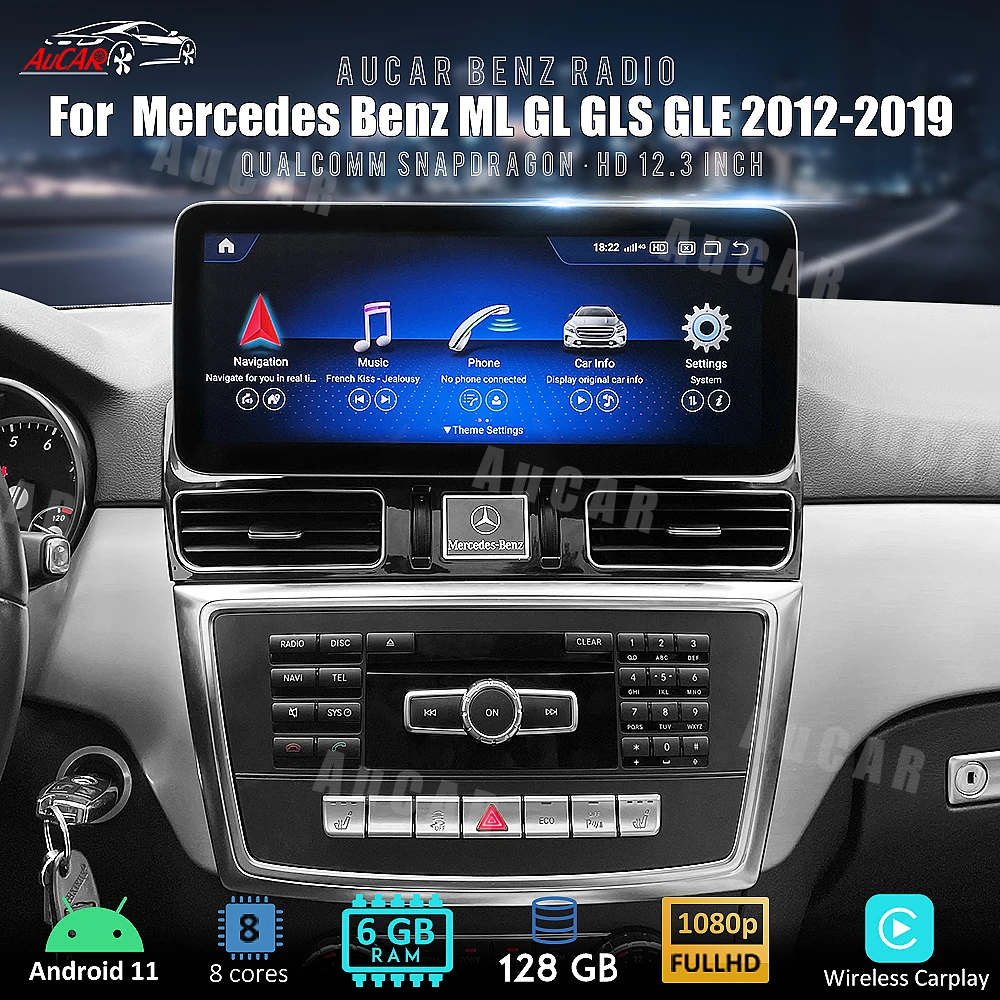 Головное устройство для Mercedes Benz ML GL GL-CLASS W166 2012-2019 Android 11 планшет автомобильный радиоприемник 12,3 дюймов HD 6 ГБ 128 ГБ