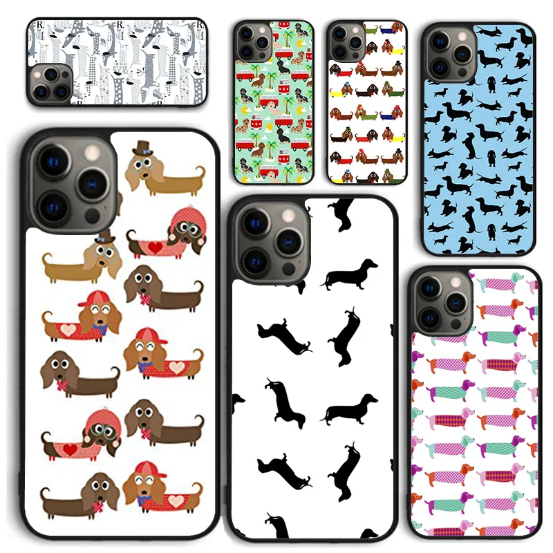 Dachshund Doxie Dogs Hearts Phone Case for iPhone 16 15 14 12 13 mini PLUS X XS XR 11 PRO MAX Back Cover Fundas Shell