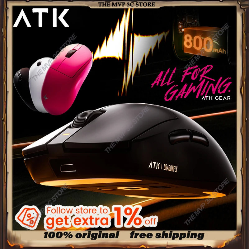 Новая серия ATK Dragonfly A9, индивидуальная беспроводная игровая мышь Nearlink 2,4G 8k с низкой задержкой Paw3950 Ultra Nordic52840, подарок