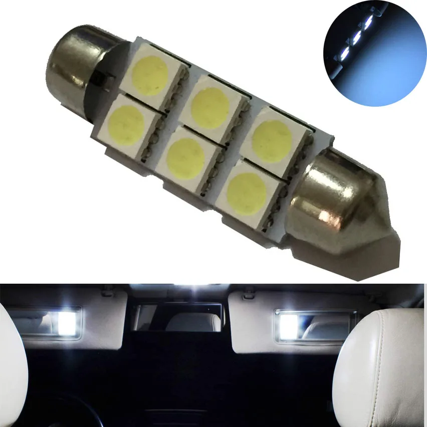 Фото 36 мм 41 мм Festoon светодиодный Bulbs White DE3175 DE3021 светодиодный автомобильные внутренние купольные лампы для грузовиков, купольная карта, дверные подсветки багажника №5