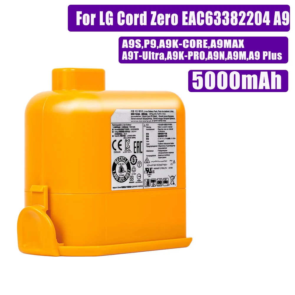 Сменный аккумулятор 25,2 В для пылесоса LG Cord Zero A9 Max A9 Plus A9 Ultimate A9MULTI A9MULTI2X A9PETNBED EAC 63382208