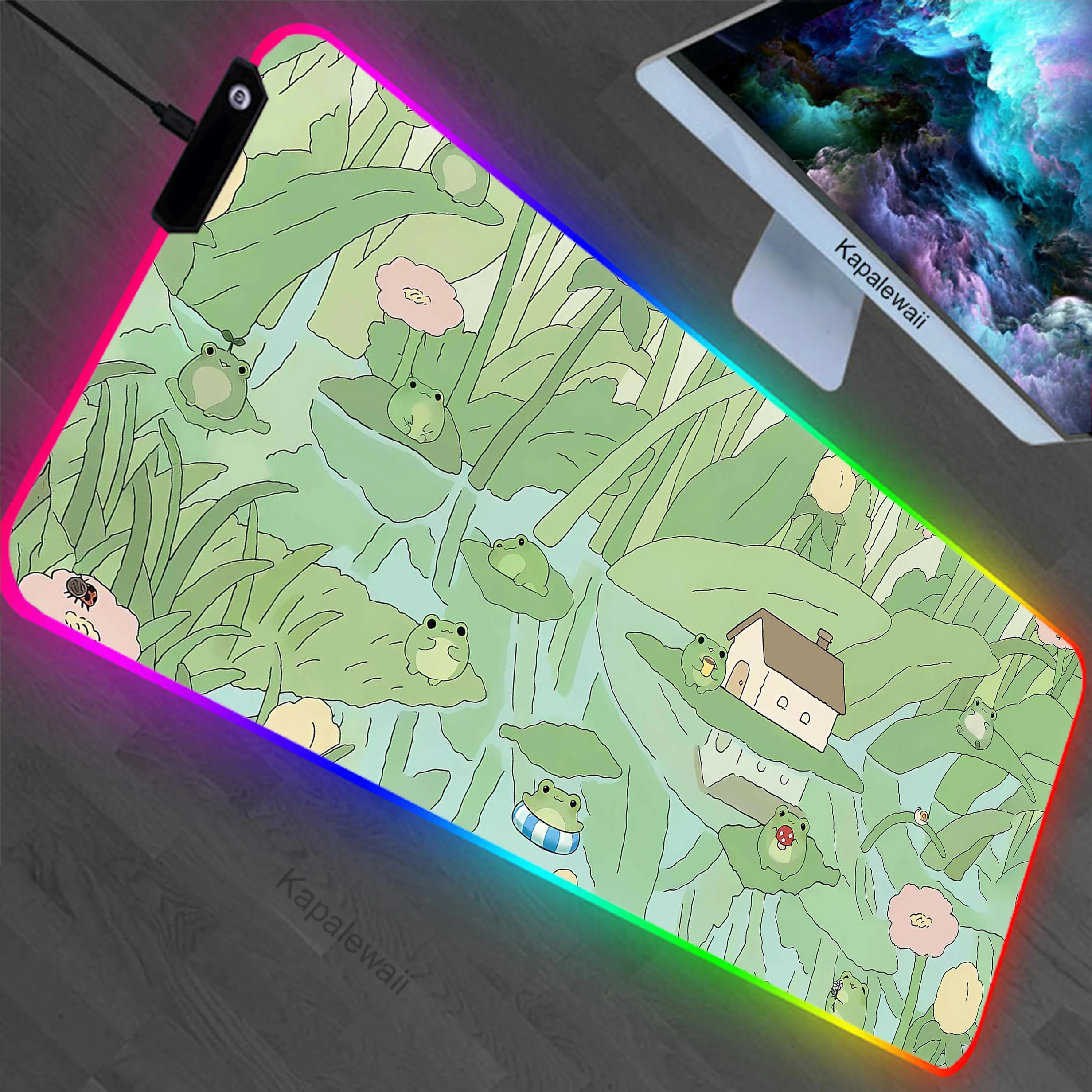 Фото Коврик для мыши с рисунком кошки и растения, RGB №3