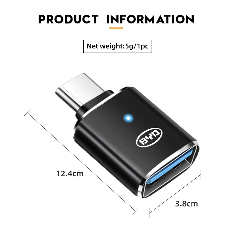Автомобильный USB-адаптер, зарядный преобразователь, Тип C на USB 3,0 LDE, быстрое подключение для BYD S6 S7 E5 E6 M6 G3 G5 T3 13 F3 F0 Tang Song Max (art.: 3920c74f5fc90) - 3920c74f5fc90