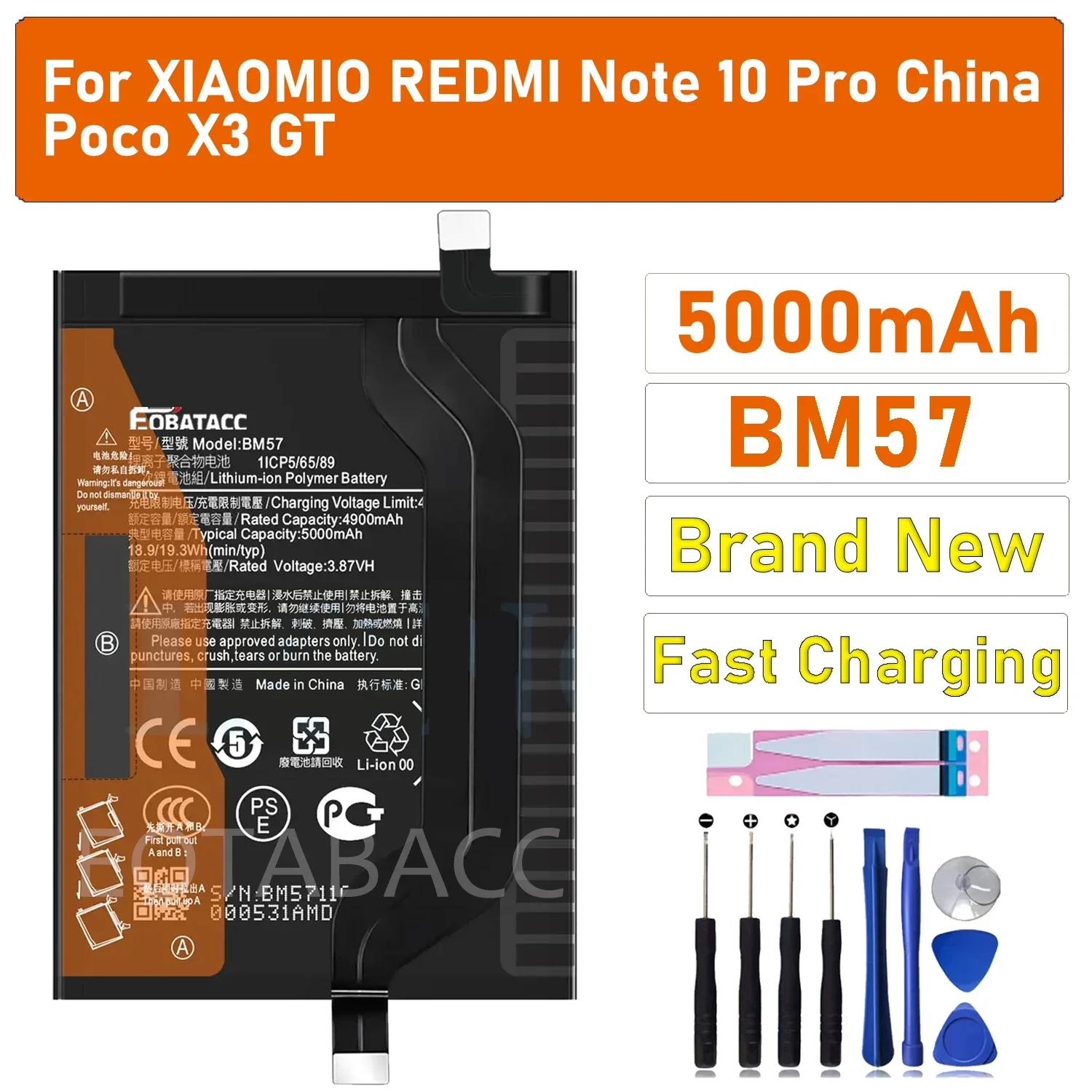 2025 лет, высококачественный аккумулятор BM57 для Xiaomi Poco X3 GT Redmi Note 10 Pro, 5000 мАч, сменные аккумуляторы для телефона + бесплатные инструменты