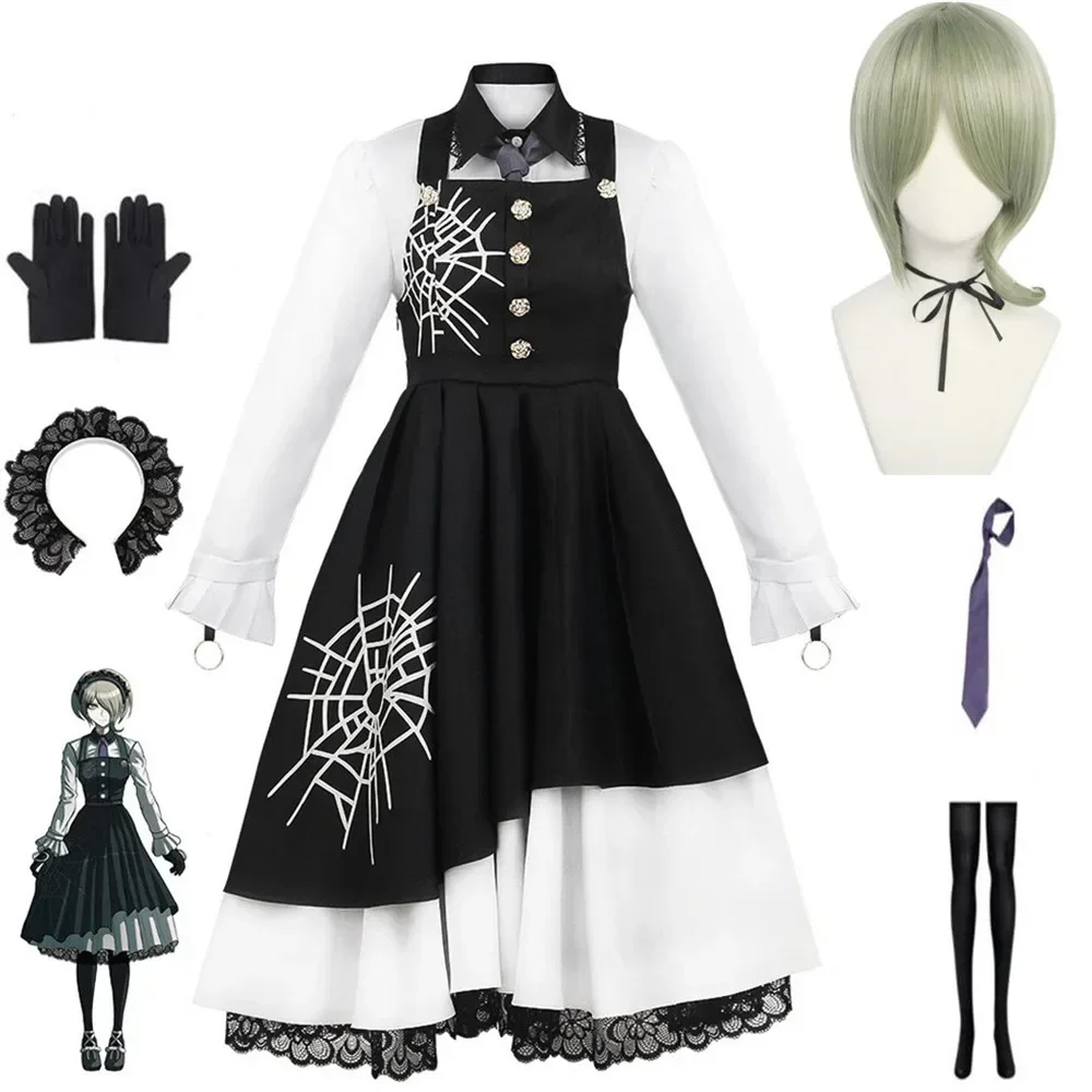 Аниме Новый Danganronpa V3 Tojo Kirumi Косплей Костюм Парики Униформа Горничной Одежда Хэллоуин Карнавал