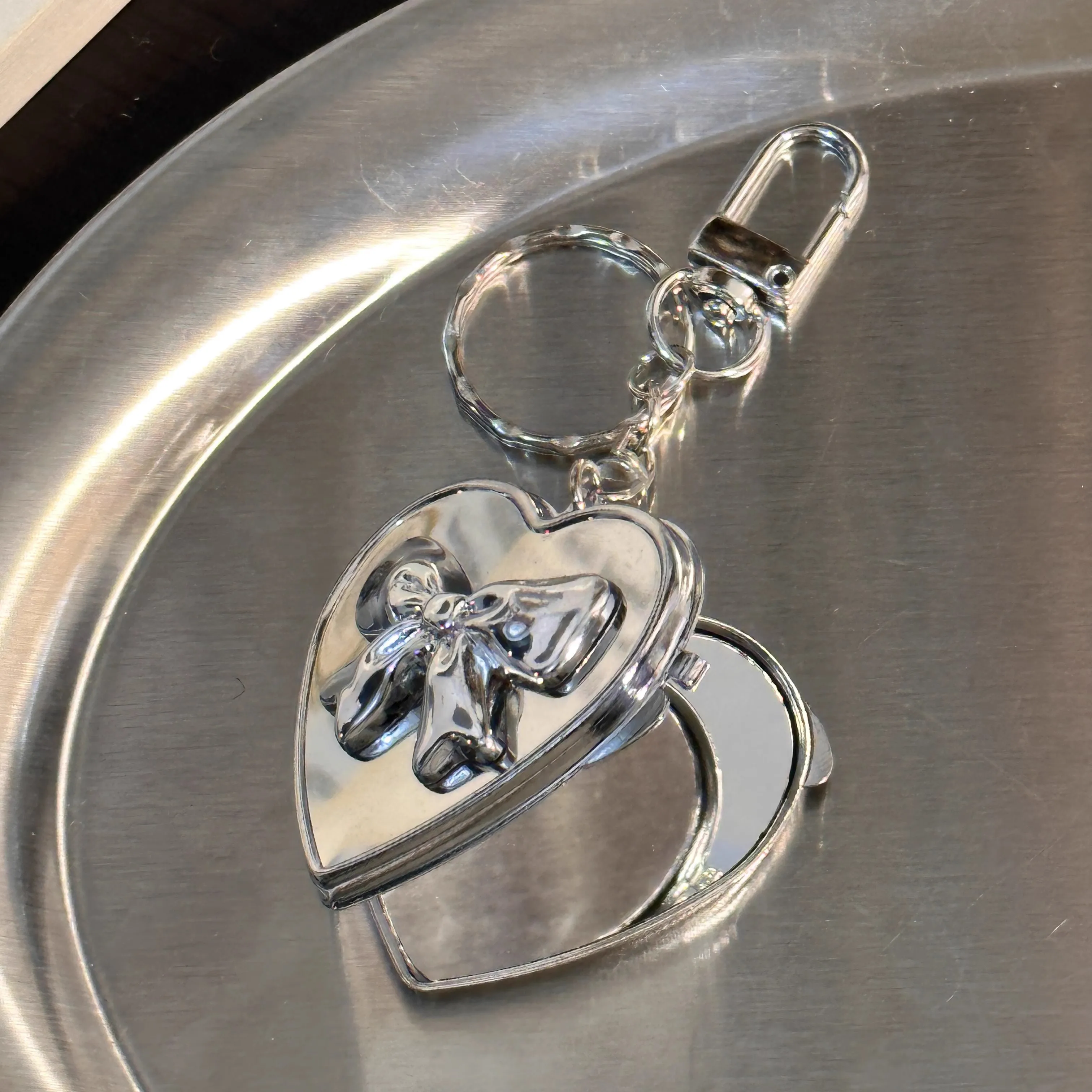 Зеркало для макияжа Ins Bow Heart Y2k, карманные зеркала для девочек, портативное ручное зеркало для макияжа, складное студенческое компактное милое карманное зеркало