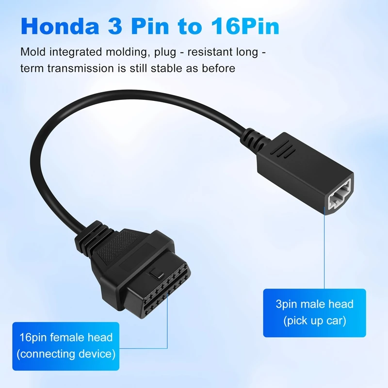 Фото Кабель OBD2 для Honda 3-контактный адаптер OBD1 OBD2 OBDII для Honda 3-контактный на 16-контактный разъем, совместимый диагностический инструмент №2