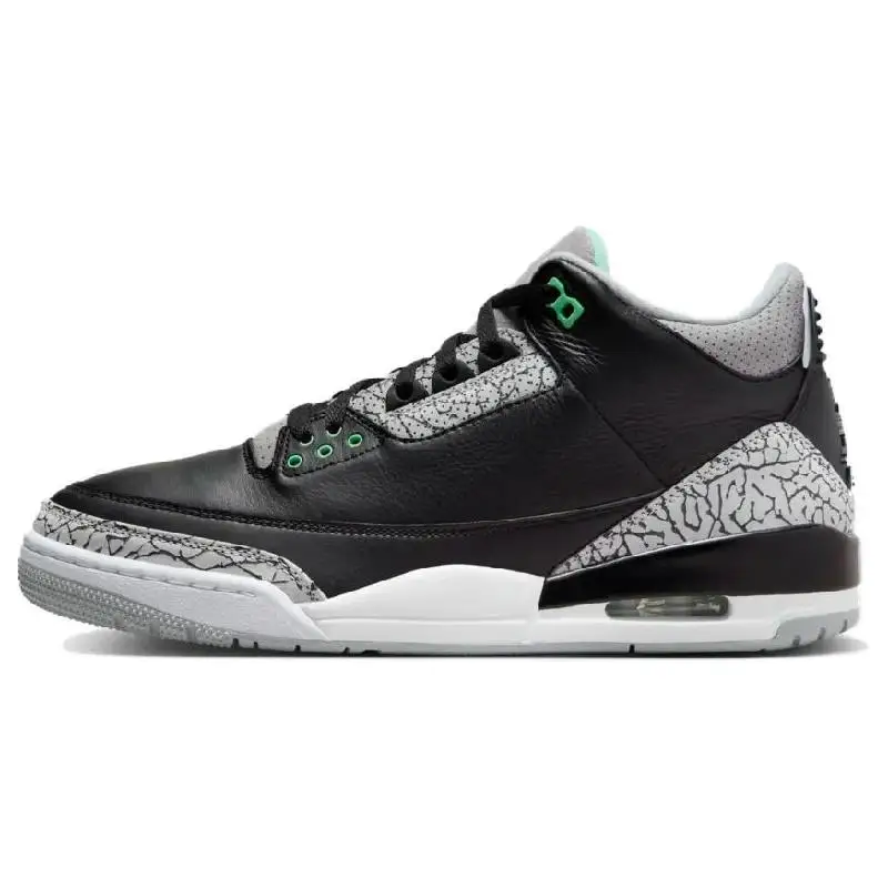 Фото Кроссовки Nike Air Jordan 3 зеленые блестящие №4
