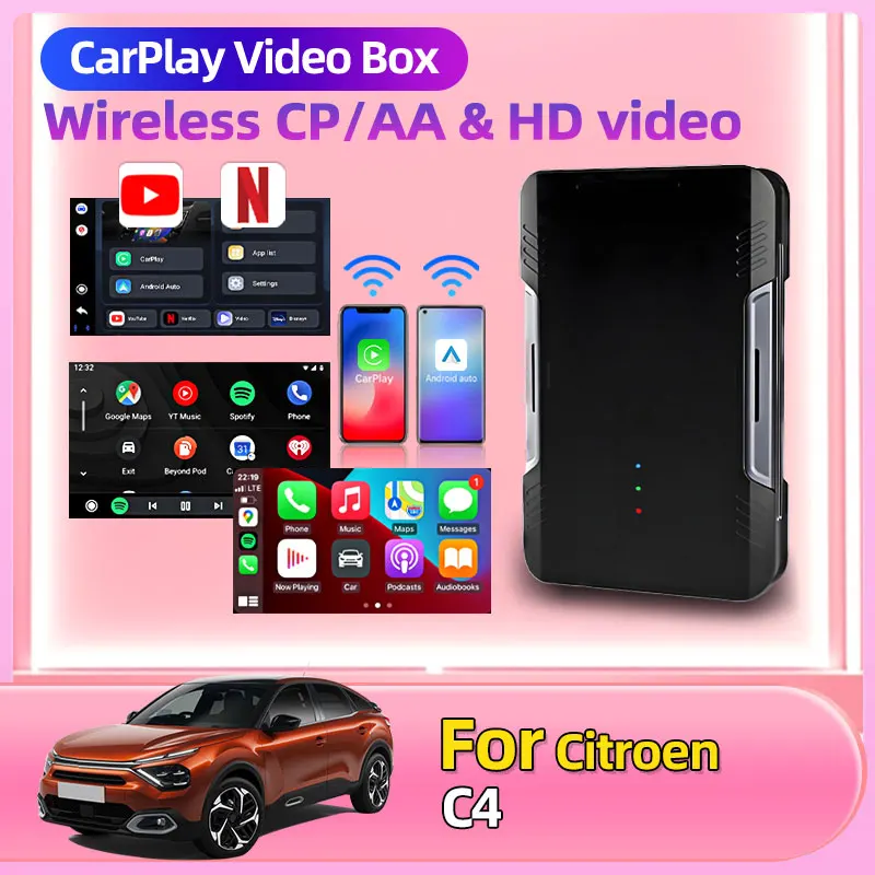 Для Citroen C4 CarPlay HD Video Box Android Auto адаптер автомобильные интеллектуальные системы встроенные приложения для Youtube Nexflit Plug and Play
