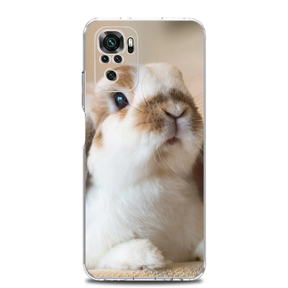 Фото Чехол для телефона Xiaomi Redmi Note 14 13 12 5G 9 8 10 11 Pro Plus 4G 9T 13C 12C 10C 9C 9A Прозрачный мягкий чехол с милыми белыми кроликами №4