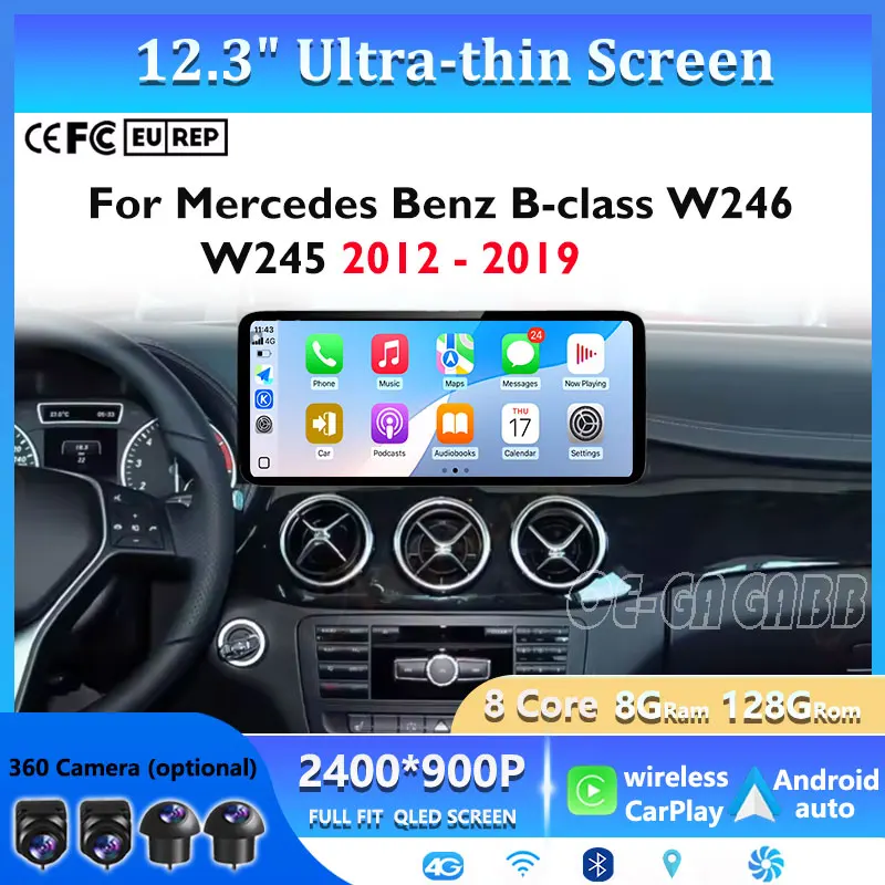 Навигация GPS Android Auto Wireless CarPlay для Mercedes Benz B-class W246 W245 2012-2019 Автомобильный радиоприемник Мультимедиа DSP Стерео BT