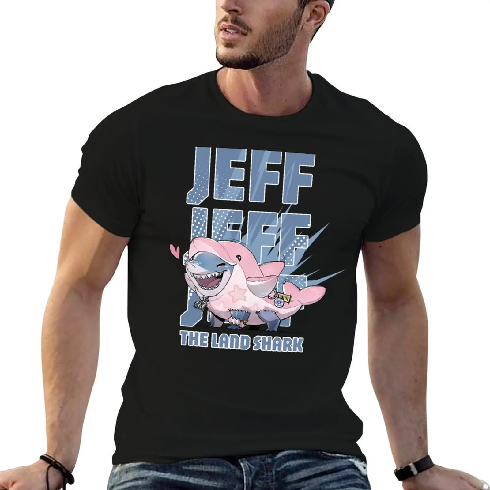 Милая футболка Jeff the landshark 005, забавные футболки, мужские футболки для мужчин, повседневная футболка