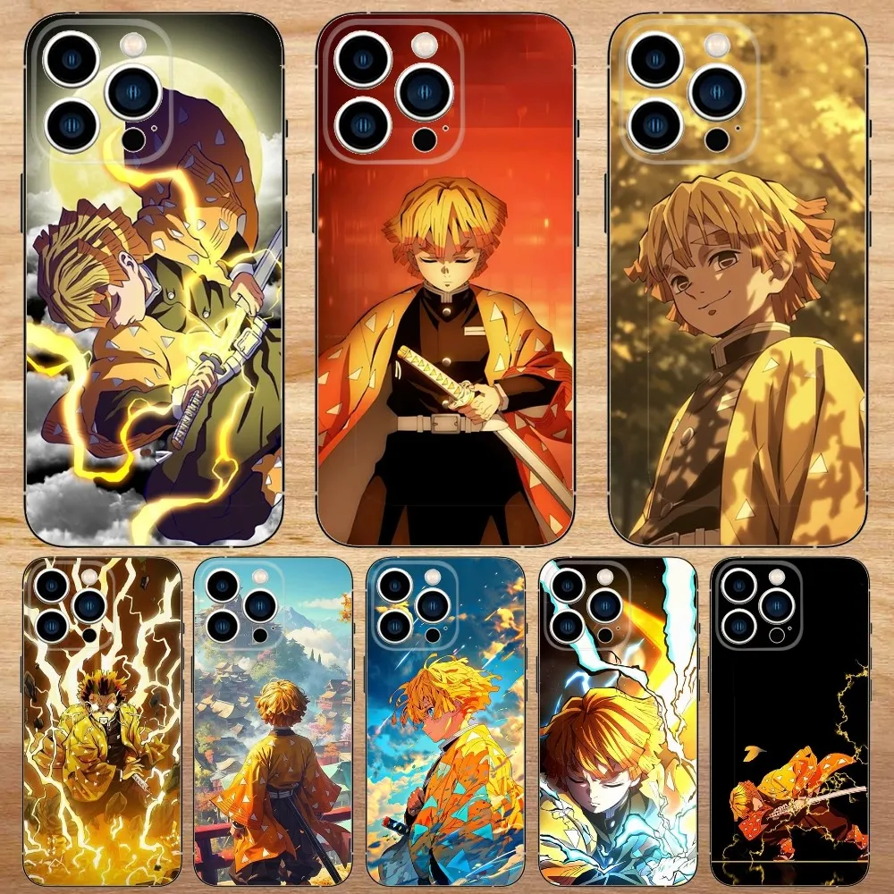 Аниме Z-Zenitsu A-Agatsuma чехол для телефона для iPhone15,14,13,12,11,Pro,Max,Plus,Mini,X,XS,XR,8,7,6,S,Plus,SE мягкий черный Чехол