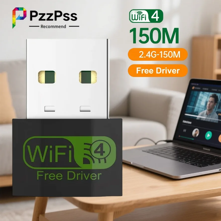 PzzPss Mini 150 Мбит/с USB Wi-Fi адаптер 2,4G Беспроводная сетевая карта Wi-Fi-антенна Wi-Fi-приемник для ноутбука, настольного ПК Win7/8/10/11