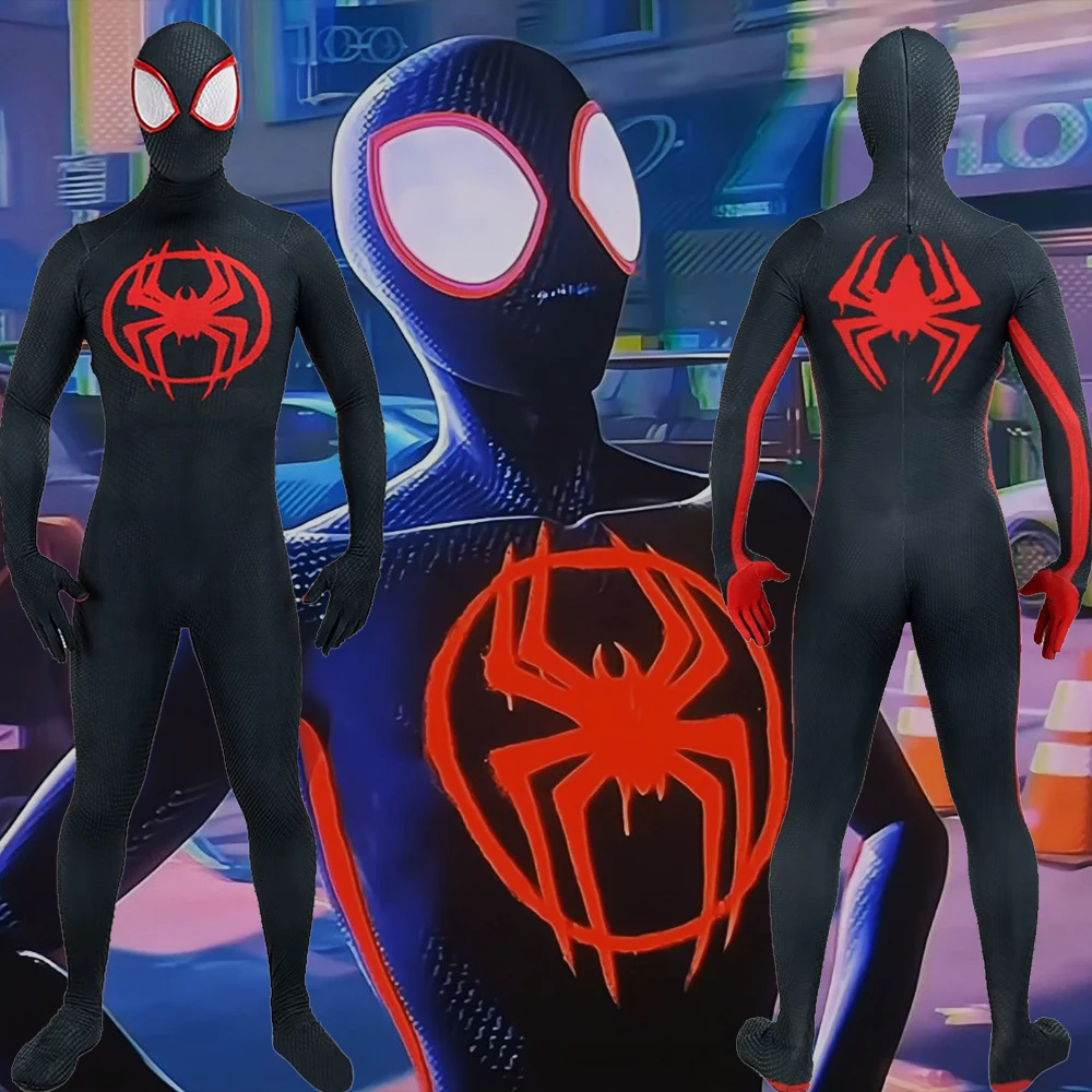 Across the Spider Verse Майлз Моралес Косплей Супергерой Боди из спандекса Зентаи Костюмы Одежда Костюм на Хэллоуин Disfraces Para