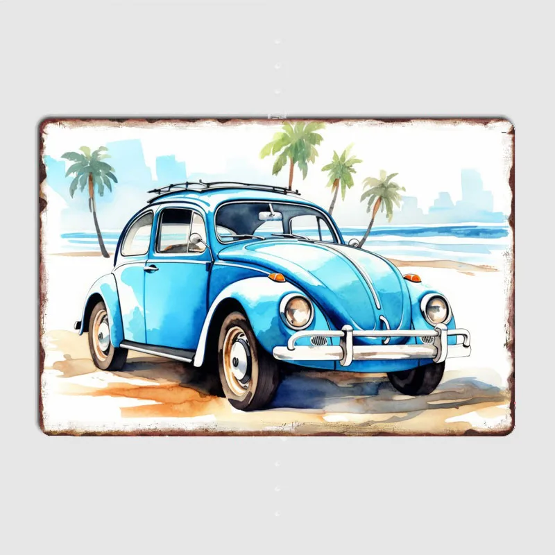 VW Beetle 1963, синие специи, ретро классический автомобиль, металлический плакат, знак, гаражный клуб, на заказ, настенный жестяной декор для комнаты, домашний декор