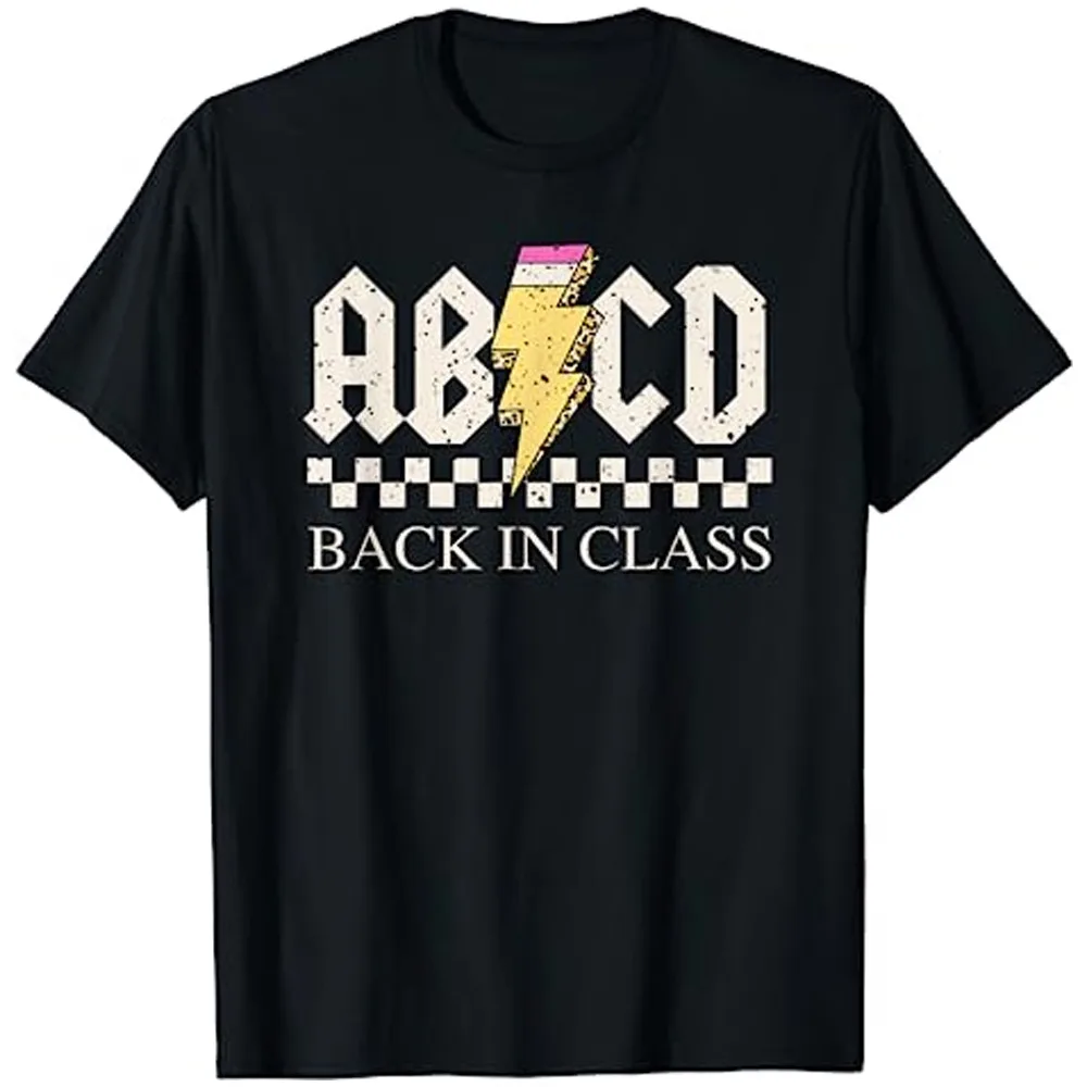 ABCD футболка с алфавитом для мальчиков и девочек для учителей Rock Back to School ABCD Back in Class