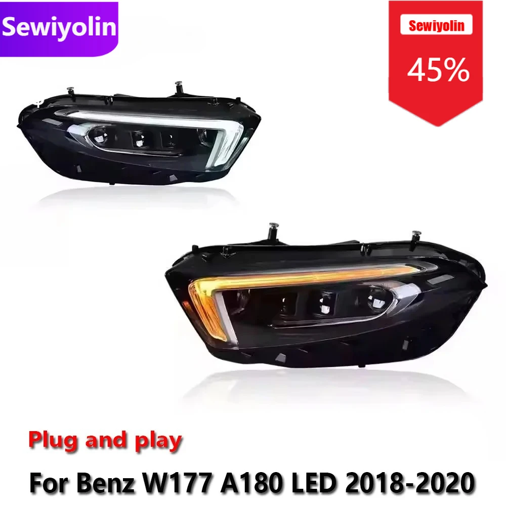 Sewiyolin автомобильные светодиодные фары DRL в сборе для Benz W177 A180 LED 2018-2020 противотуманные фары DRL тормозных указателей поворота Plug And Play