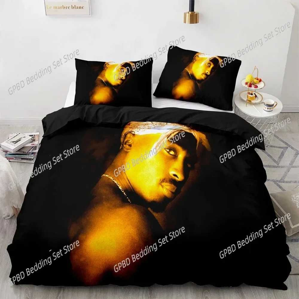 Комплект постельного белья Tupac Shakur Rapper 2Pac с 3D принтом, одинарный двойной комплект постельного белья Queen King Cal King Size