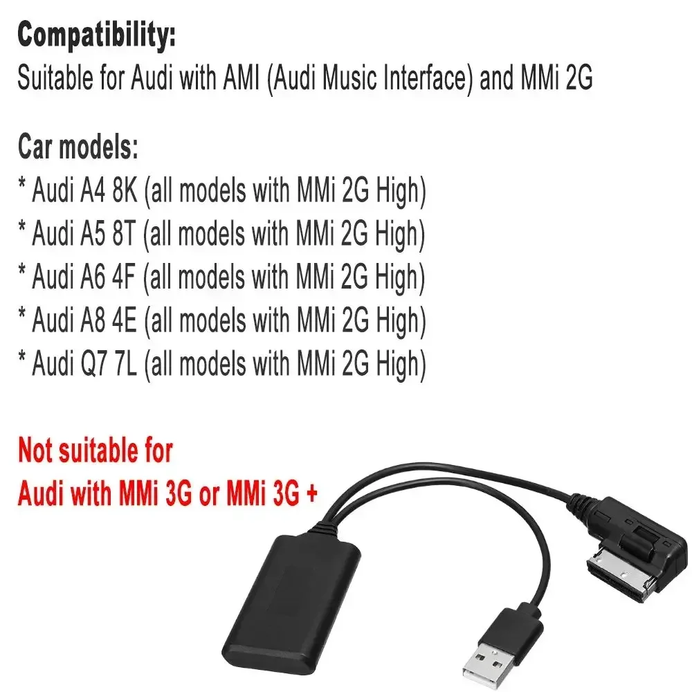 Фото Для AUDI A5 8T A6 4F A8 4E Q7 7L для AMI MMI 2G Mini Wireless bluetooth USB AUX В адаптер Кабель Музыкальный аудиоприемник Адаптер 5 В №3