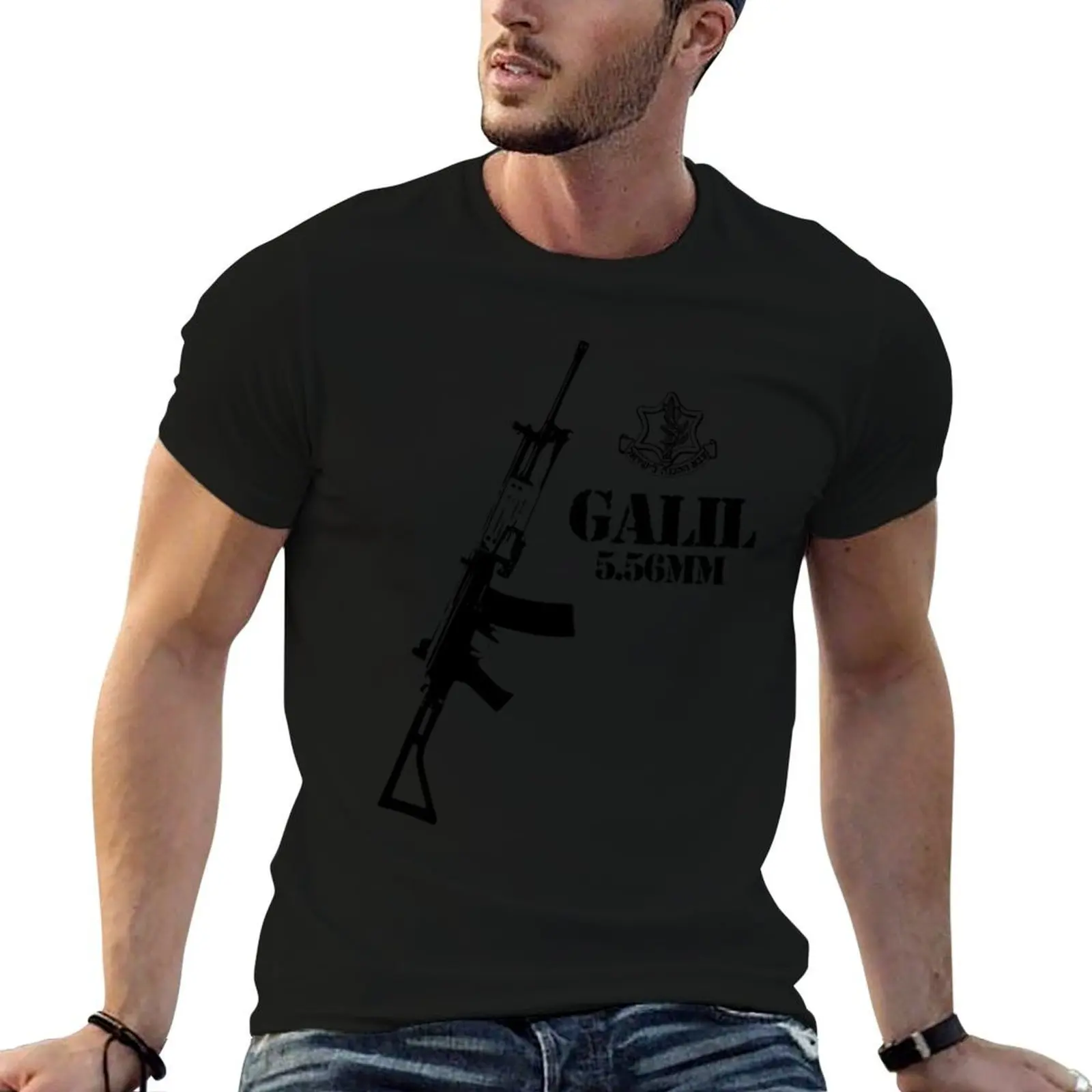 Фото Классическая футболка с винтовкой Galil, мужская футболка, хлопковая футболка высокого качества, мужская хлопковая футболка №4
