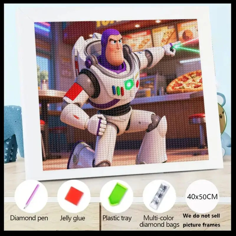 1PC Kids & Adults 5D DIY Full Drill Diamond Painting Kit, Buzz Lightyear Space Ranger Toy Story Cartoon Character Diamond Art, C
