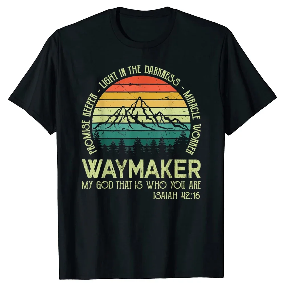 Фото Футболка Waymaker из хлопка мужская с изображением хранителя обещаний, христианской молитвы с изображением бога и Иисуса №1