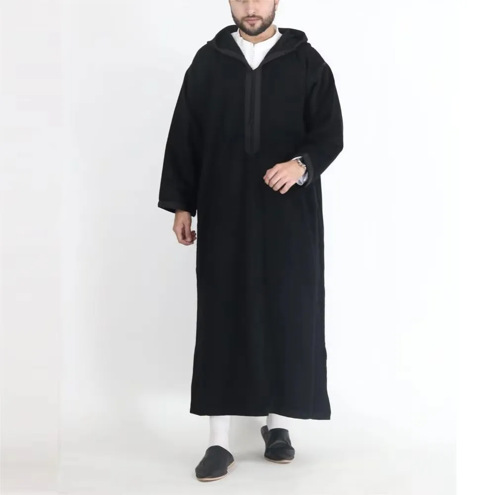 Фото Oem Abaya Jellaba Мужчины Ислам Камез Тобе Новая Арабская Мужская Рубашка С Капюшоном Мусульманский Халат С Длинными Рукавами Galabia Musulamne Boubou Мужское Платье №4