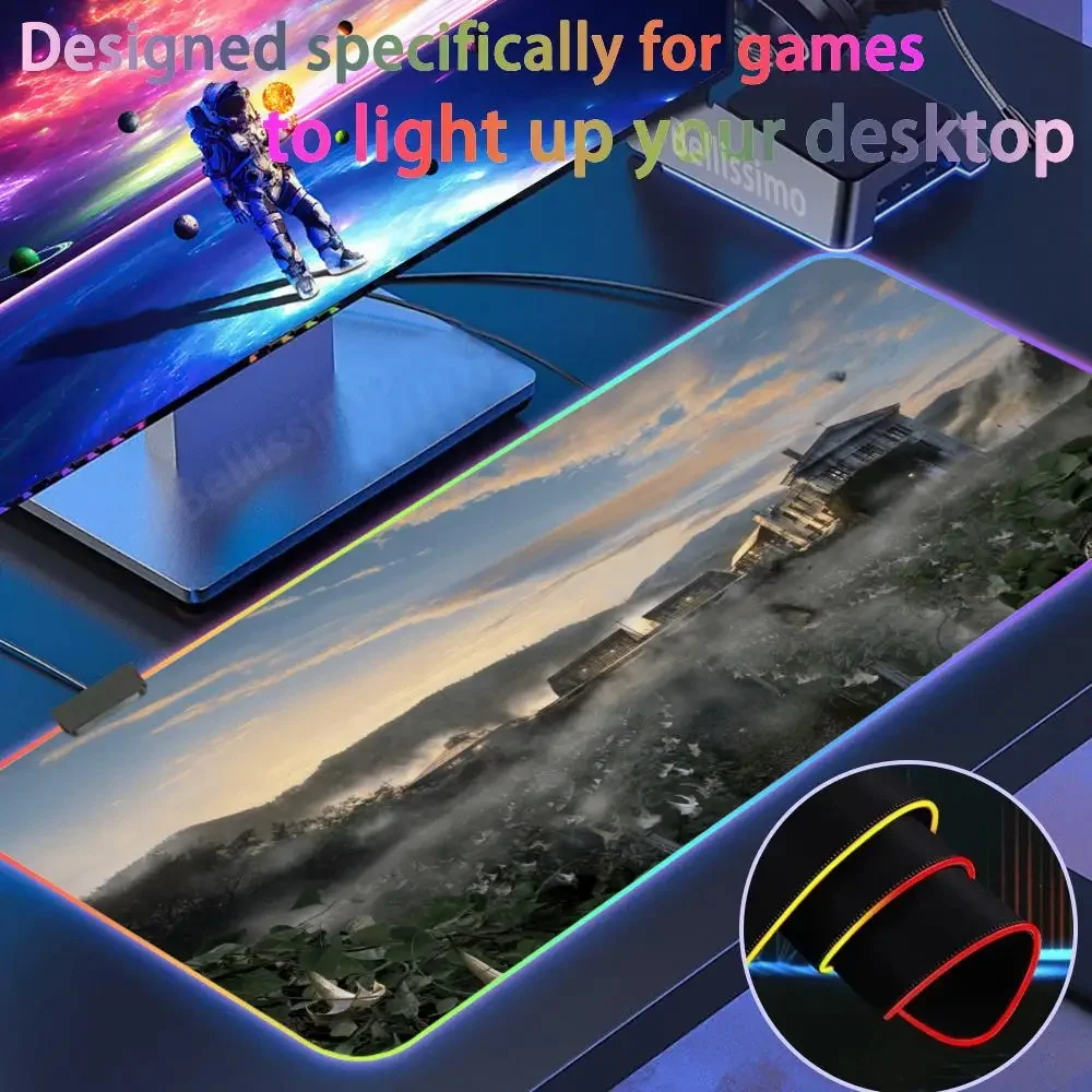 Игровой коврик для мыши F_far C_cry 5, нескользящий игровой компьютерный коврик для мыши с RGB подсветкой, аксессуары для настройки ПК