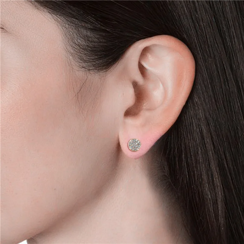 Daisini круглые серьги-гвоздики с кристаллами Сваровски, модные ювелирные изделия с покрытием из розового золота, маленькие изящные аксессуары для женщин (art.: 3920d028c5a89) - 3920d028c5a89