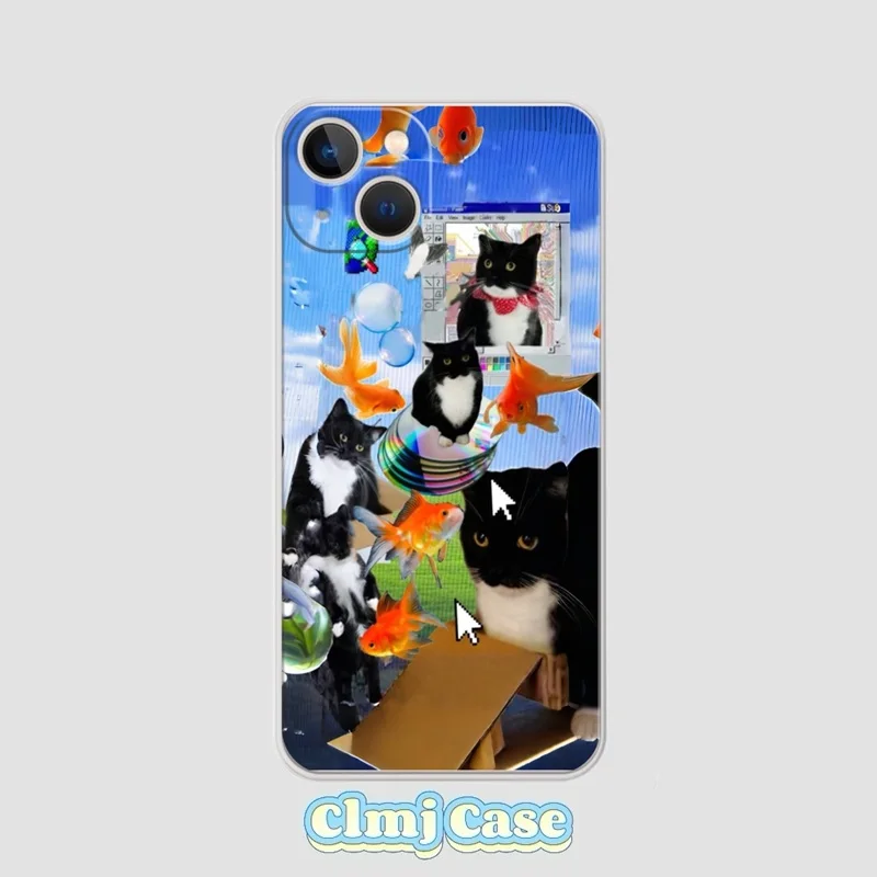 Чехол для телефона Clmj Fantasy Cat для iPhone 15 Plus 13 Pro Max 16e 11 12 Mini 14 Pro Se 2020 XR XS Max X 7 8 Силиконовый защитный чехол