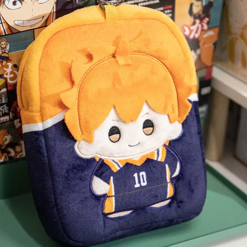 Фото Kawaii Haikyuu плюшевая сумка на плечо Hinata Shoyo Tobio Kageyama аниме мультфильм студенческий рюкзак сумка для боли периферийные товары подарок №2
