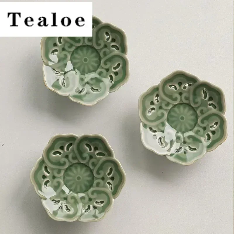 Китайская ретро керамика и подставка для блюдца из седелдона Yue Kiln Celadon Cup Блюдце Чайный коврик Бытовая посуда для чайной церемонии кунг-фу