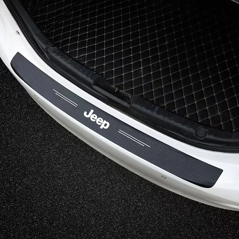 Фото Углеродная фотография для Jeep Wrangler Renegade Compass Patriot Commander Grand Cherokee наклейки на пороги автомобильной двери багажника №3