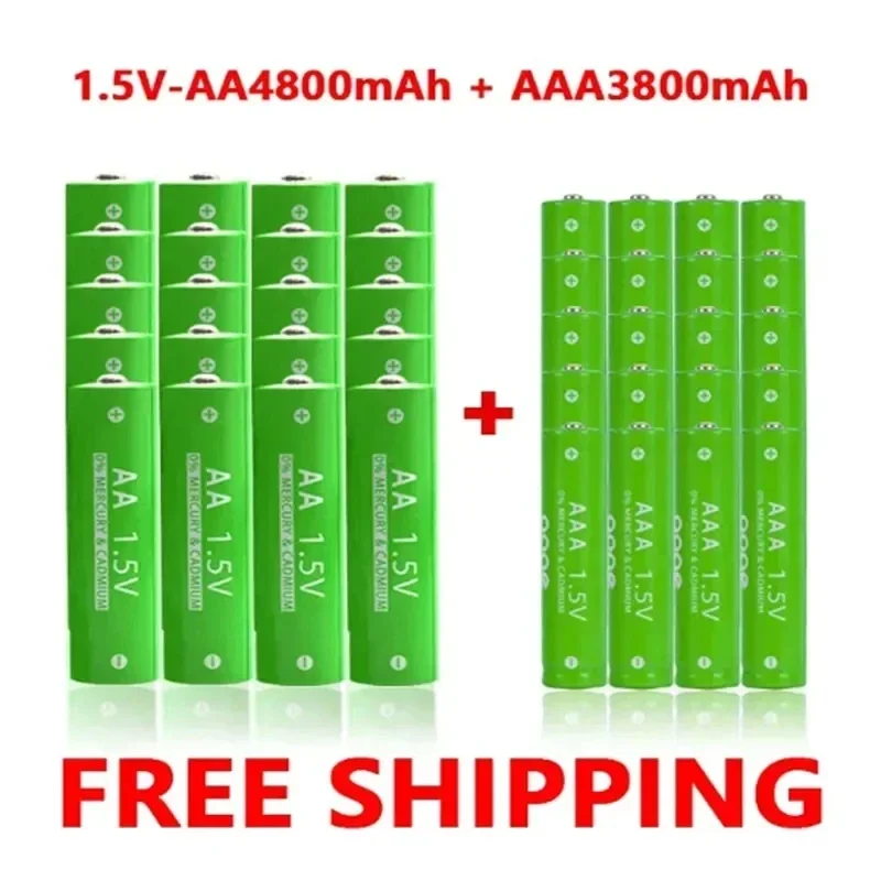 AA + AAA щелочной аккумулятор AA 1,5 V 4800mAh/1,5 V AAA 3800mah фонарик игрушки часы MP3-плеер заменяет никель-металлогидридную батарею