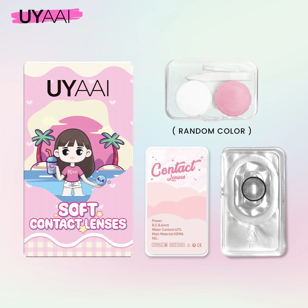 Фото UYAAI 2 шт. серые контактные линзы для красоты, моды, здоровья, мягкие натуральные контактные линзы, цвет глаз, макияж, ежегодный комфорт, бесплатный чехол №4