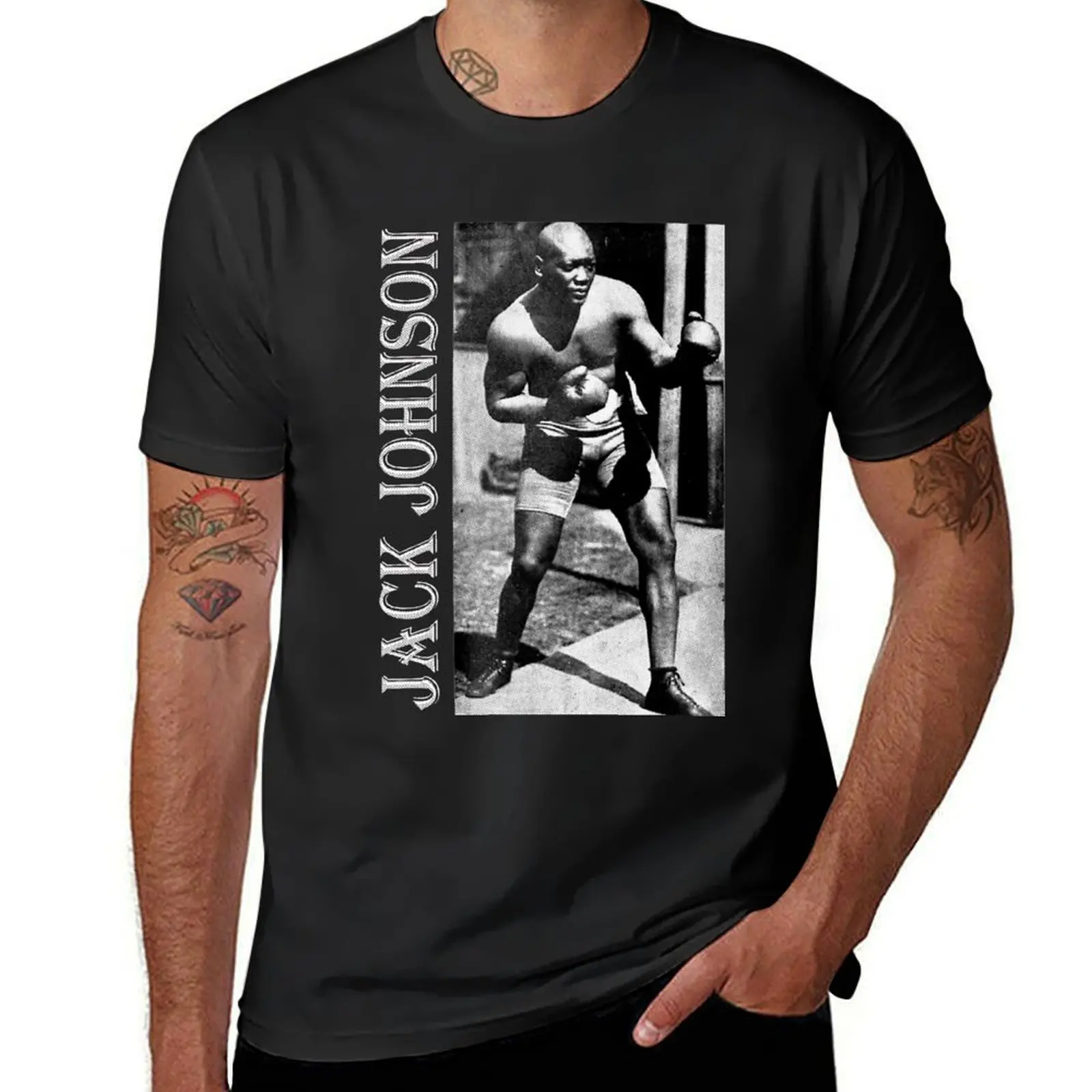 Jack Johnson boxer. Афроамериканский. Черная история. Мужская Винтажная футболка без рисунка