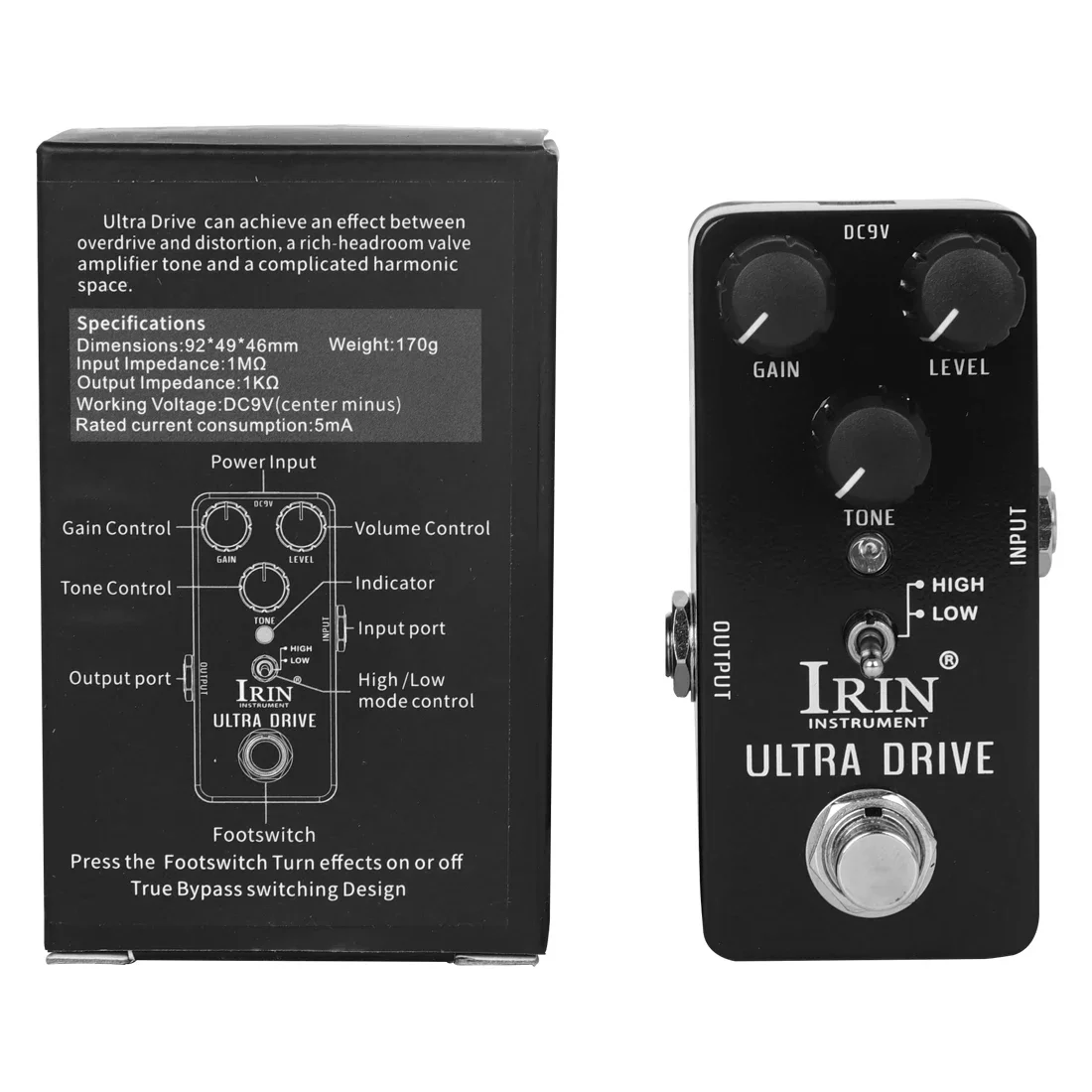 Педаль эффектов IRIN RS-02 Ultra Drive, гитарная педаль эффектов может достигать от переверждения и искажений, детали гитары True Bypass (art.: 3920ccddc15f1) - 3920ccddc15f1