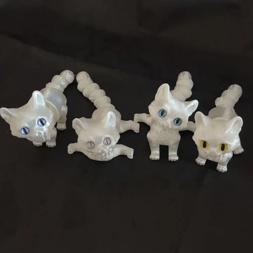 Большие глаза 3D печатная модель кошки пластиковый материал креативная скульптура шарнирные кошки реалистичный дизайн технология 3D-печати